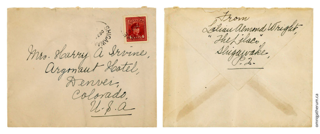 The cover for the December 19th, 1944 letter.