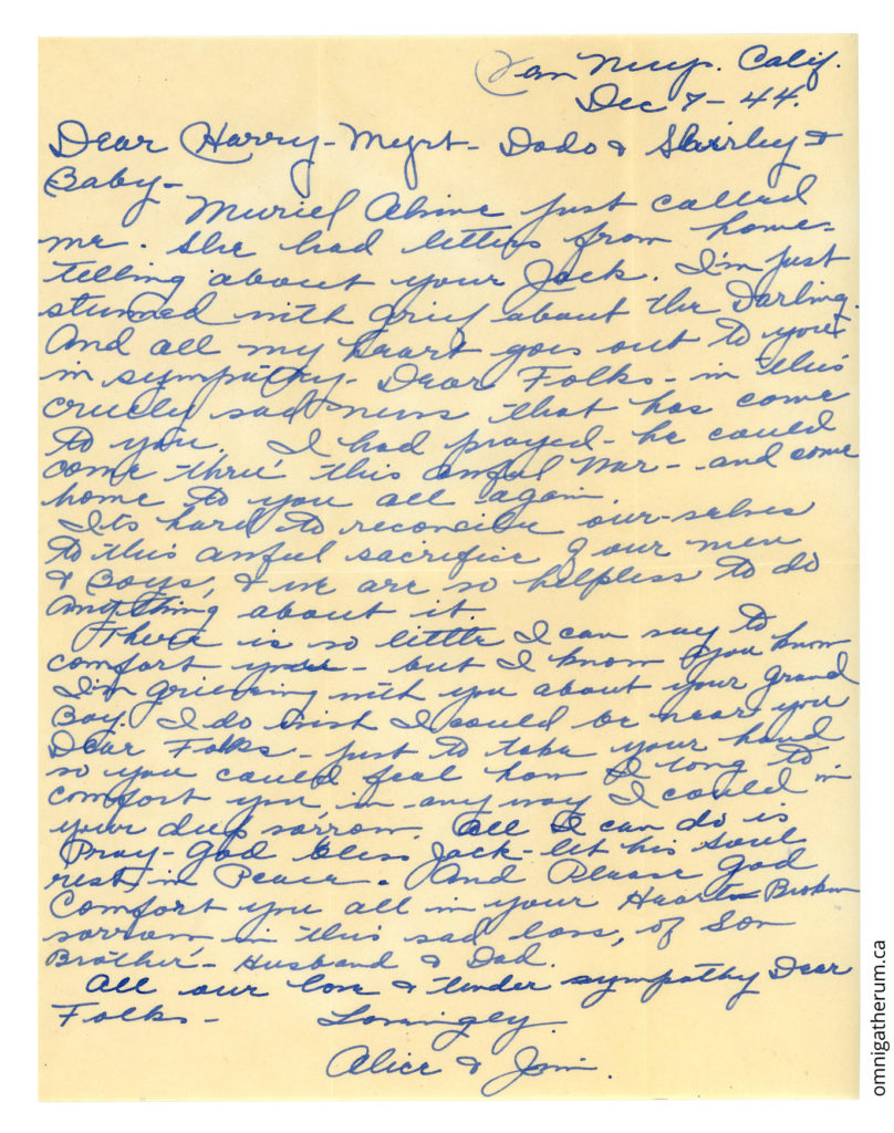 The December 7th, 1944 letter.
